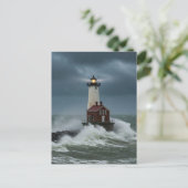 Lighthouse Storm Ocean Briefkaart (Staand voorkant)