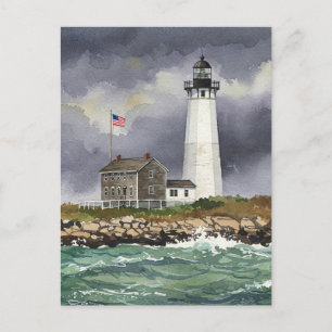 Lighthouse Storm Ocean Waterverf Briefkaart