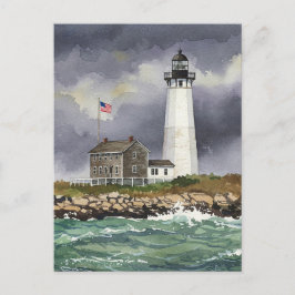 Lighthouse Storm Ocean Waterverf Briefkaart
