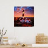 Lighthouse sunrise poster (Keuken)
