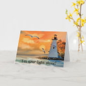 Lighthouse Sunset Christelijke Aanmoedigingskaart Kaart (Gele Bloem)
