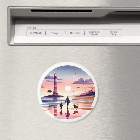 Lighthouse Sunset Walk Coastal Scene Magneet (Insitu (Vaatwasser))