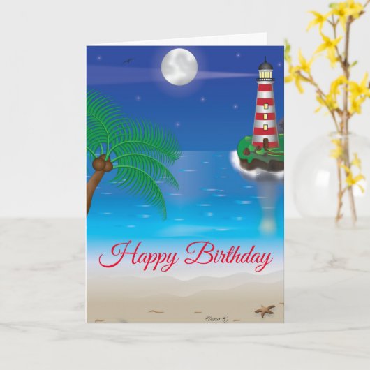Lighthouse Th-Birthday-kaart Kaart (Gele Bloem)