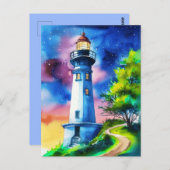 Lighthouse Under a Starry Sky Briefkaart (Voorkant / Achterkant)