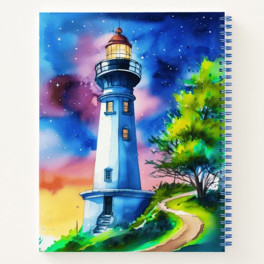 Lighthouse Under a Starry Sky Journal Notitieboek (Achterkant)