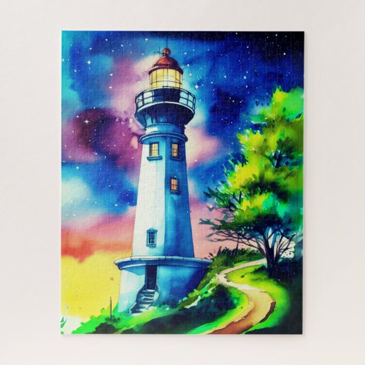 Lighthouse Under a Starry Sky Legpuzzel (Verticaal)