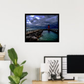 Lighthouse Under Stormy Sky Poster (Thuiskantoor)