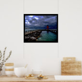 Lighthouse Under Stormy Sky Poster (Keuken)