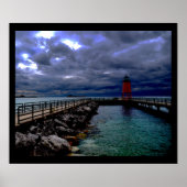 Lighthouse Under Stormy Sky Poster (Voorkant)