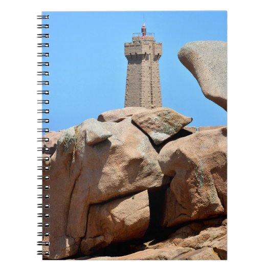 Lighthouse van Ploumanac'h in Frankrijk Ansichtkaa Notitieboek (Voorkant)