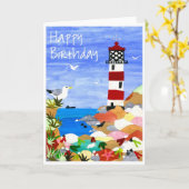 'Lighthouse' Verjaardag Kaart (Gele Bloem)