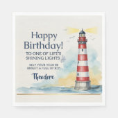 Lighthouse Verjaardag Schijnend Licht Servet (Voorkant)