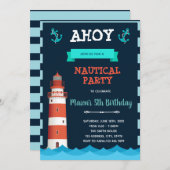 Lighthouse verjaardagsfeestje uitnodiging (Voorkant / Achterkant)