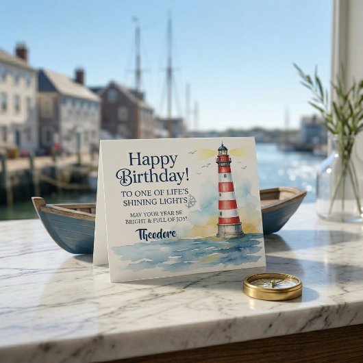 Lighthouse Verjaardagskaart met Schijnend Licht  Kaart