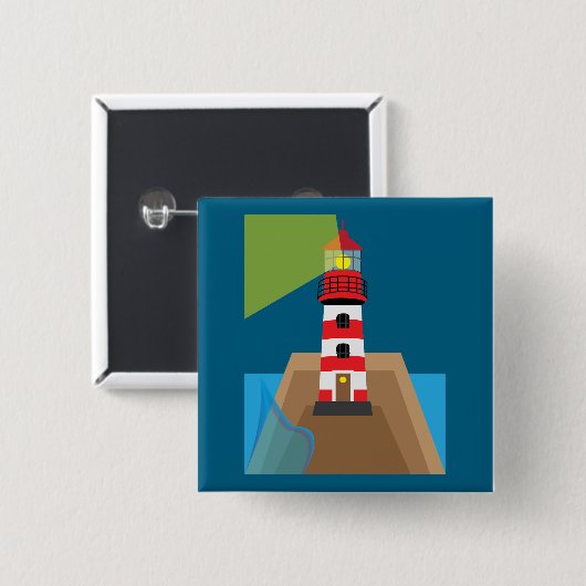 Lighthouse Vierkante Button 5,1 Cm (Voorkant /achterkant)