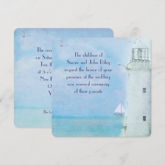 Lighthouse Vow Renewal Invite Kaart (Voorkant / Achterkant)