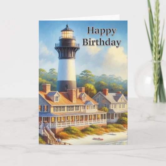 Lighthouse Watercolor Gefeliciteerd  Kaart (Voorkant)