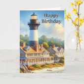 Lighthouse Watercolor Gefeliciteerd  Kaart (Gele Bloem)