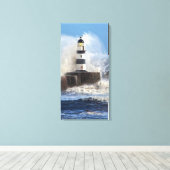 Lighthouse Wave Uitgerekt Canvas (Insitu (Houten vloer))