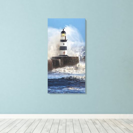 Lighthouse Wave Uitgerekt Canvas (Insitu (Houten vloer))