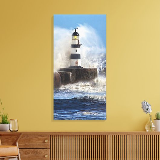 Lighthouse Wave Uitgerekt Canvas (Insitu (Woonkamer))