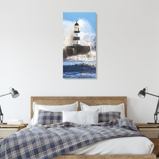 Lighthouse Wave Uitgerekt Canvas (Insitu (Slaapkamer))