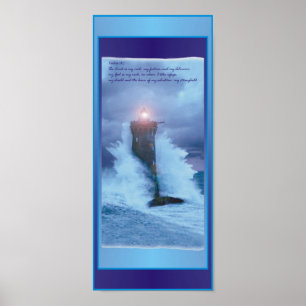 'Lighthouse Waves' Psalms 16 x 7' Poster