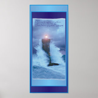 'Lighthouse Waves' Psalms 16 x 7' Poster