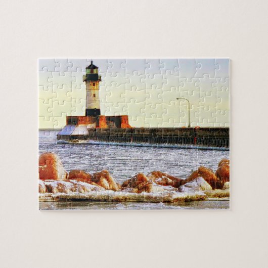 Lighthouse Winter, Duluth Minnesota Legpuzzel (Horizontaal)