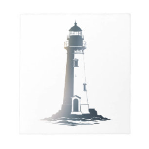 Lighthouse Zee Illustratie Silhouette Stijl Notitieblok