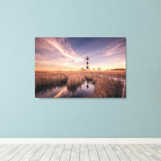 Lighthouses | Bodie Island Outerbanks NC Canvas Afdruk (Insitu (Houten vloer))