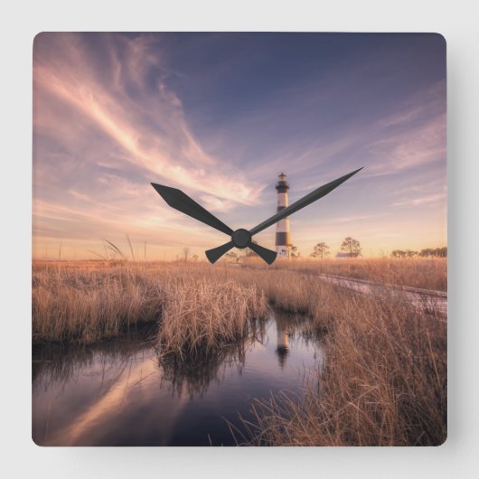 Lighthouses | Bodie Island Outerbanks NC Vierkante Klok (Voorkant)