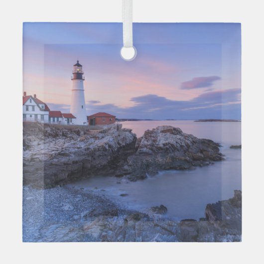 Lighthouses Cape Elizabeth, Maine Glas Ornament (Voorkant)