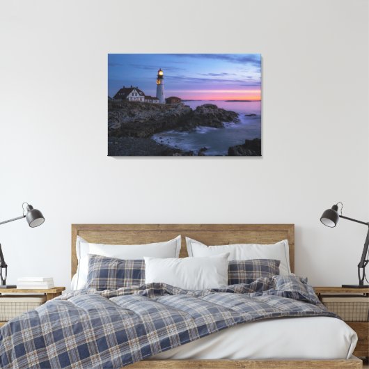 Lighthouses | Cape Elizabeth Maine Lighthouse Canvas Afdruk (Insitu (Slaapkamer))