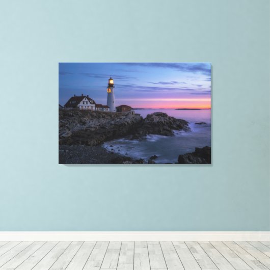 Lighthouses | Cape Elizabeth Maine Lighthouse Canvas Afdruk (Insitu (Houten vloer))