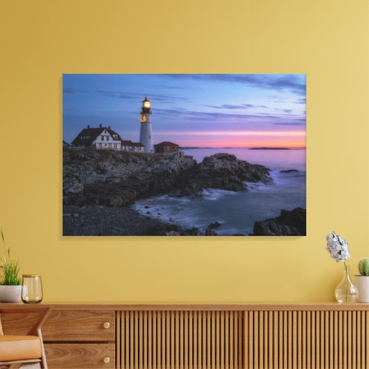 Lighthouses | Cape Elizabeth Maine Lighthouse Canvas Afdruk (Insitu (Woonkamer))