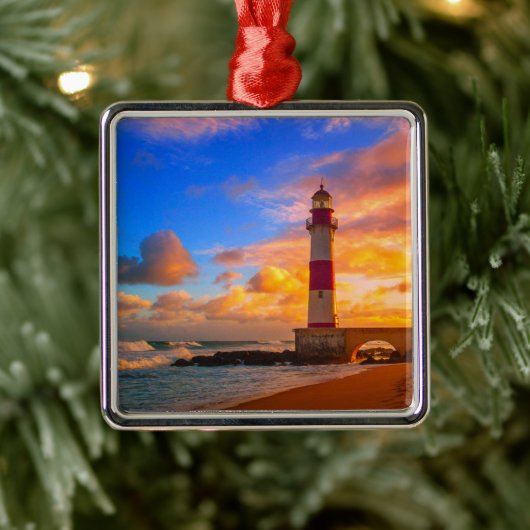Lighthouses Itapuã Brazil Lighthouse Metalen Ornament (Boom)