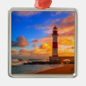 Lighthouses Itapuã Brazil Lighthouse Metalen Ornament (Voorkant)