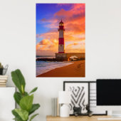 Lighthouses Itapuã Lighthouse Bahia Brazil Poster (Thuiskantoor)