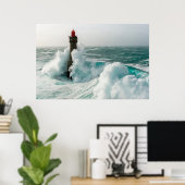 Lighthouses | Jument Lighthouse Ouessant France Poster (Thuiskantoor)