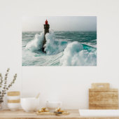 Lighthouses | Jument Lighthouse Ouessant France Poster (Keuken)