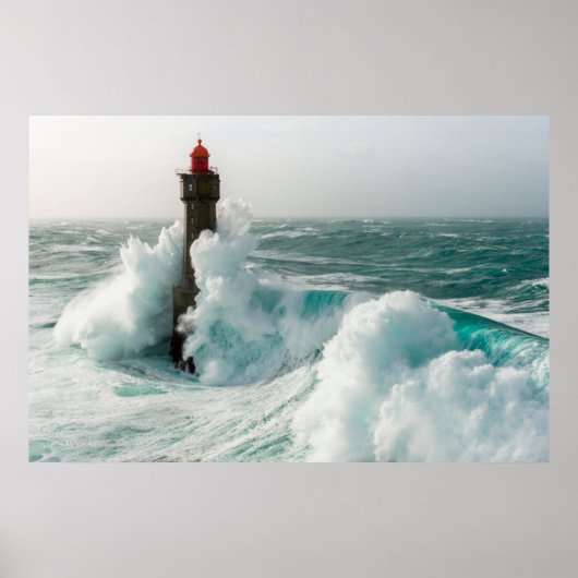 Lighthouses | Jument Lighthouse Ouessant France Poster (Voorkant)