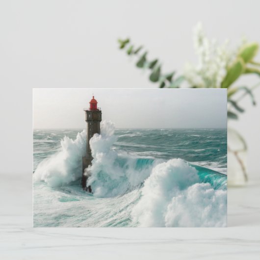 Lighthouses Jument Lighthouse Ouessant Frankrijk Bedankkaart (Staand voorkant)