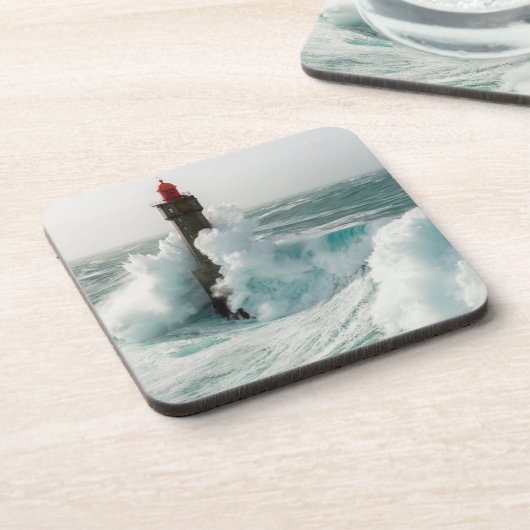 Lighthouses Jument Lighthouse Ouessant Frankrijk Bier Onderzetter (Linkerzijde)