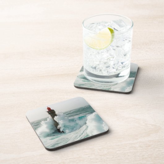 Lighthouses Jument Lighthouse Ouessant Frankrijk Bier Onderzetter (Rechterzijde)