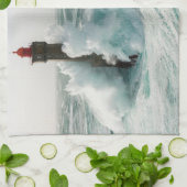 Lighthouses Jument Lighthouse Ouessant Frankrijk Theedoek (Gevouwen)