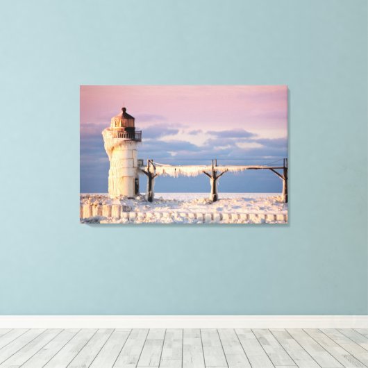 Lighthouses Lake Michigan Lighthouse Canvas Afdruk (Insitu (Houten vloer))