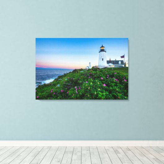 Lighthouses | Lighthouse Bristol Maine Canvas Afdruk (Insitu (Houten vloer))