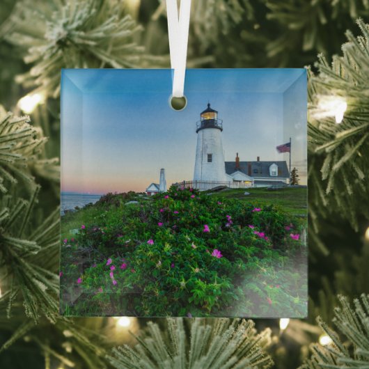 Lighthouses | Lighthouse Bristol Maine Glas Ornament (Insitu)