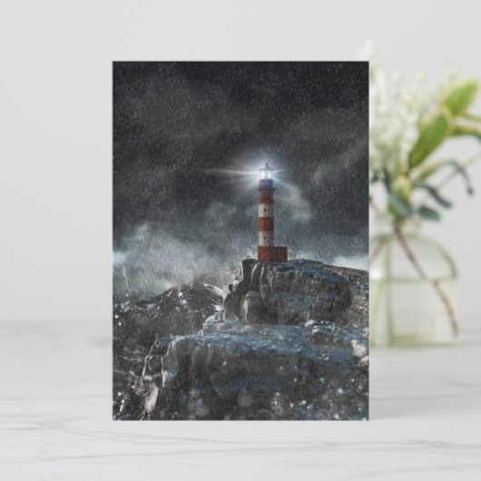 Lighthouses Lighthouse in the Storm Bedankkaart (Staand voorkant)